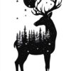 Deer Silhouette Wall Art - Minimalist Nature Poster Design (24x36 Inches, High-resolution 300 Dpi)