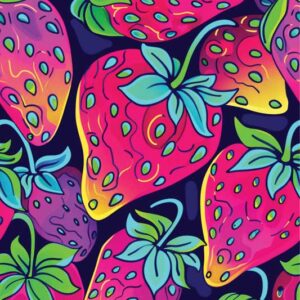 Vibrant Psychedelic Strawberries Wall Art - Colourful Modern Poster Design (24x36 Inches, High-resolution 300 Dpi)