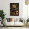 Adorable Halloween Warrior Kitten Art Print - Fantasy Cat Decor