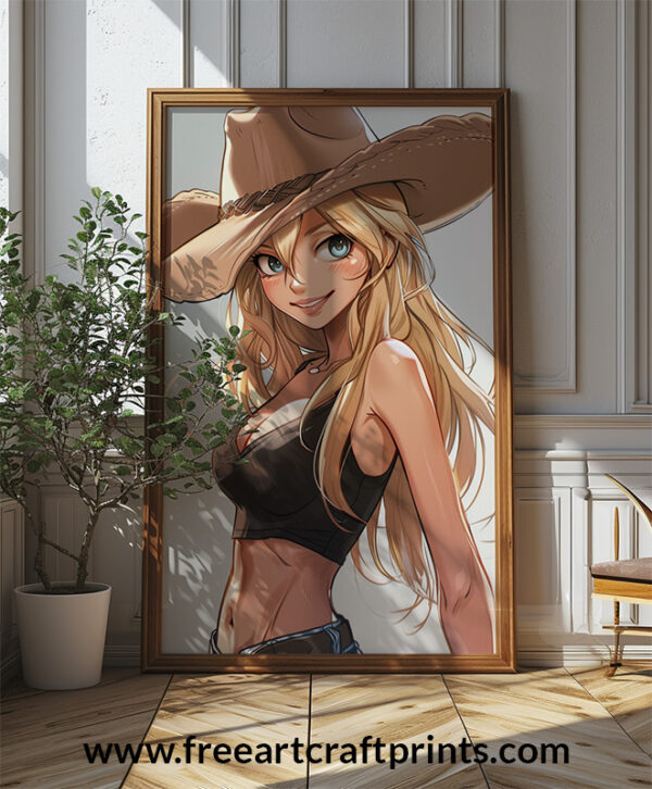 Anime-style Cowgirl Art Poster