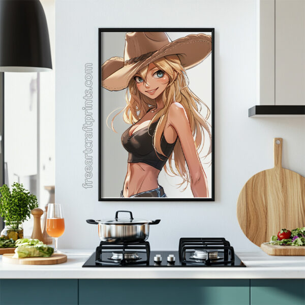 Anime-style Cowgirl Art Poster