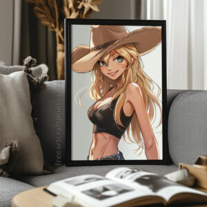 Anime-style Cowgirl Art Poster