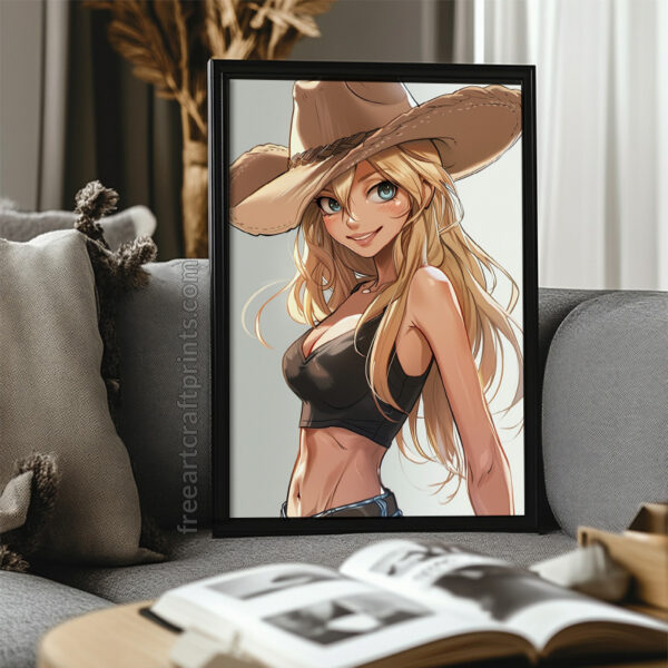 Anime-style Cowgirl Art Poster