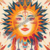 Free Vibrant Sun Goddess Boho Printable Wall Art (portrait)