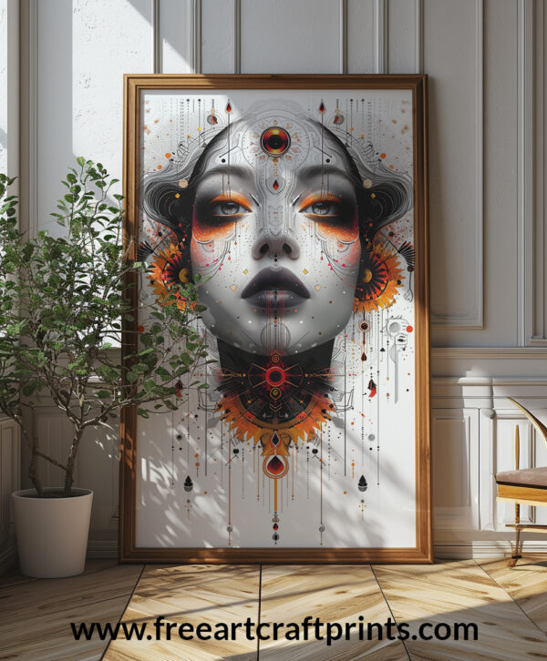 Free Futuristic Boho Goddess Abstract Printable Wall Art (portrait)