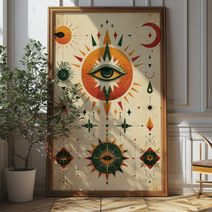 Free Boho All-seeing Eye Geometric Symbolism Printable Wall Art (portrait)