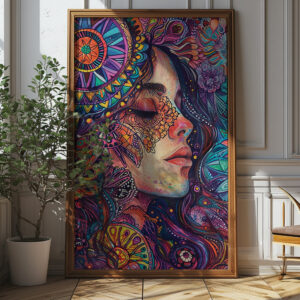 Free Psychedelic Boho Goddess Vibrant Printable Wall Art (portrait)