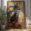 Free Dynamic Cowboy Riding Horse Action Printable Wall Art (portrait)