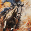 Free Dynamic Cowboy Riding Horse Action Printable Wall Art (portrait)