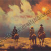 Western Cowboys At Sunset Printable Wall Art (landscape)