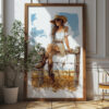 Cowgirl On Fence Art Poster (portrait)