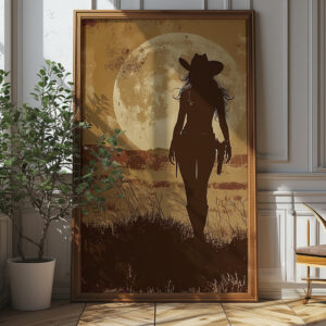 Cowgirl Silhouette Art Poster