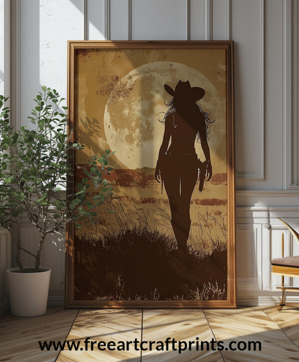 Cowgirl Silhouette Art Poster