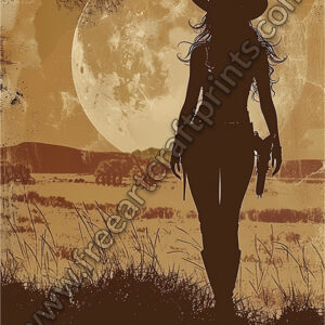 Cowgirl Silhouette Art Poster