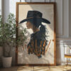 Cowgirl With Flowers Art Poster