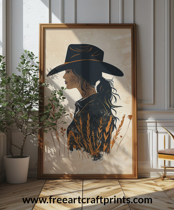 Cowgirl With Flowers Art Poster