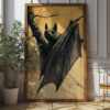 Vintage Gothic Bat Illustration Art Print - Creepy Halloween Decor (300 Dpi, 24x36 Inches)