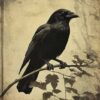 Vintage Gothic Raven Illustration Art Print - Creepy Halloween Decor (300 Dpi, 24x36 Inches)