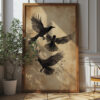 Vintage Gothic Crow Illustration Art Print - Flying Ravens Halloween Decor (300 Dpi, 24x36 Inches)