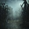 Eerie Halloween Cornfield Scarecrows Art Print - Spooky Gothic Decor (300 Dpi, 24x36 Inches)