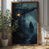 Dark Enchanted Forest Art Print - Haunting Halloween Decor (300 Dpi, 24x36 Inches)