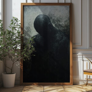 Gothic Shadowed Figure Art Print - Dark And Mysterious Halloween Decor (300 Dpi, 24x36 Inches)