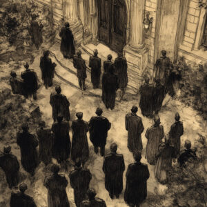 Gothic Funeral Procession Art Print - Mysterious Halloween Decor (300 Dpi, 24x36 Inches)