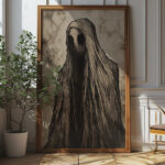 Ghostly Apparition Art Print - Gothic Halloween Decor (300 Dpi, 24x36 Inches)