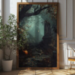 Haunted Path - Spooky Graveyard Halloween Art Print (300 Dpi, 24x36 Inches)