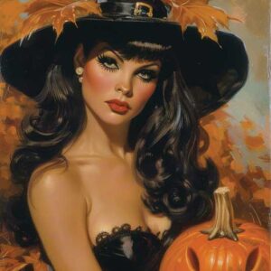 Classic Halloween Witch Pin-up Poster – Free Printable Download