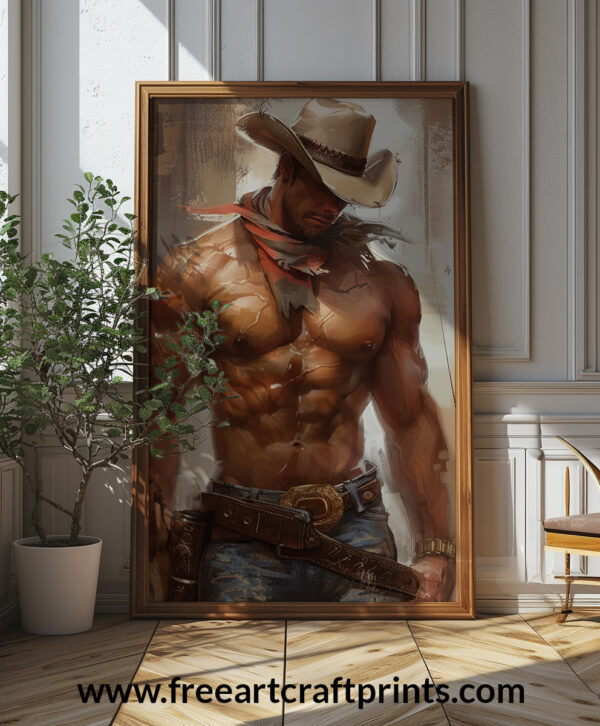 Hot Cowboy Pin Up Poster