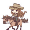 Wild West Whimsy: Kawaii Cowgirl On Horseback