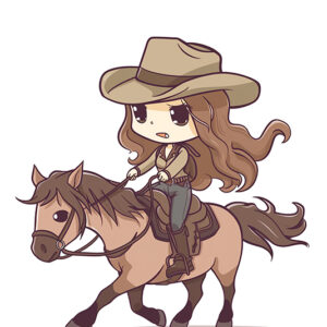 Wild West Whimsy: Kawaii Cowgirl On Horseback