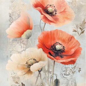 Poppies Wall Art - Elegant Floral Poster Design (24x36 Inches, High-resolution 300 Dpi)