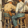 Barstool Reflections: Two Cowboys At The Saloon Poster