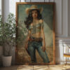 Western Elegance: Vintage Cowgirl Pinup Poster