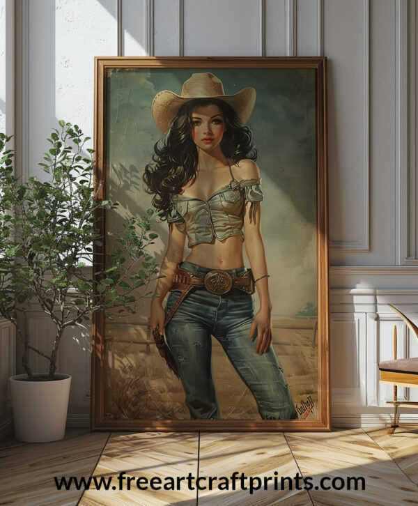 Western Elegance: Vintage Cowgirl Pinup Poster