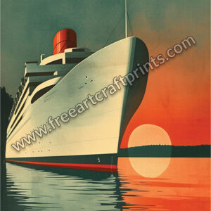 Sunset Voyage: Vintage Cruise Travel Poster