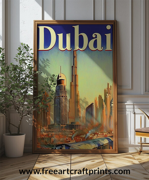 Futuristic Oasis: Vintage Dubai Travel Poster