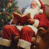 Vintage Santa Reading By The Christmas Tree - High-resolution Holiday Poster (300 Dpi, 24x36 Inches)