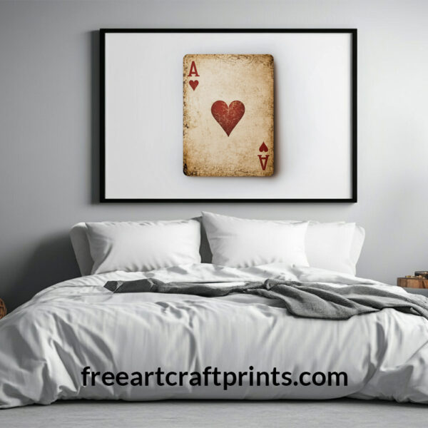 Ace Of Hearts And Diamonds: Vintage Playing Card Art Landscape