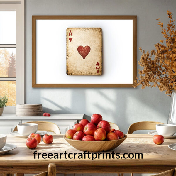 Ace Of Hearts And Diamonds: Vintage Playing Card Art Landscape