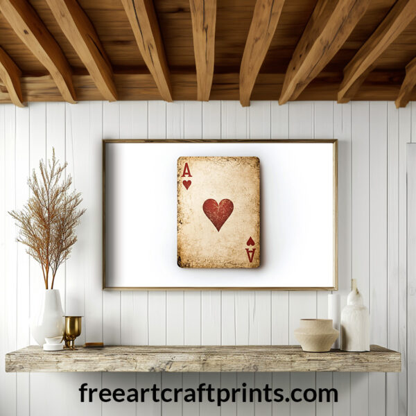 Ace Of Hearts And Diamonds: Vintage Playing Card Art Landscape