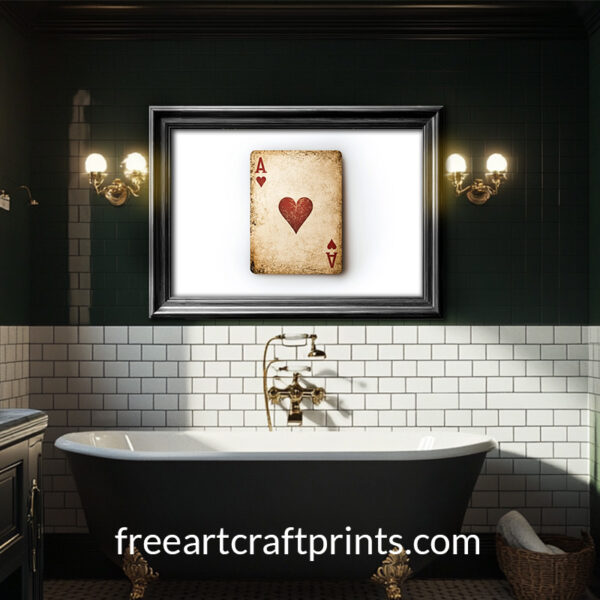 Ace Of Hearts And Diamonds: Vintage Playing Card Art Landscape