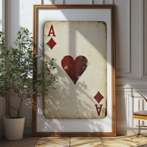 Ace Of Diamonds And Hearts: Vintage Playing Card Wall Art