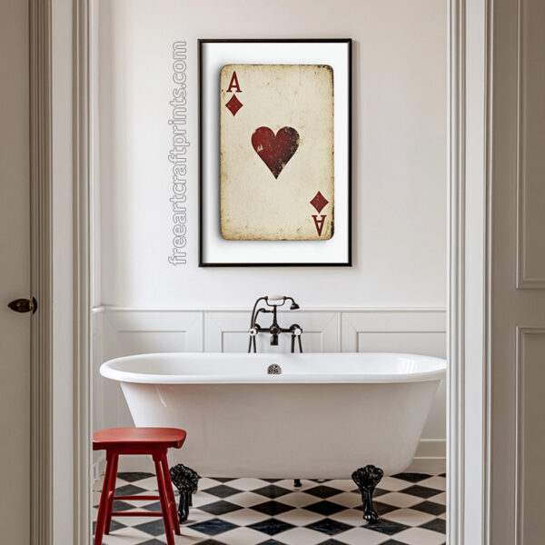 Ace Of Diamonds And Hearts: Vintage Playing Card Wall Art