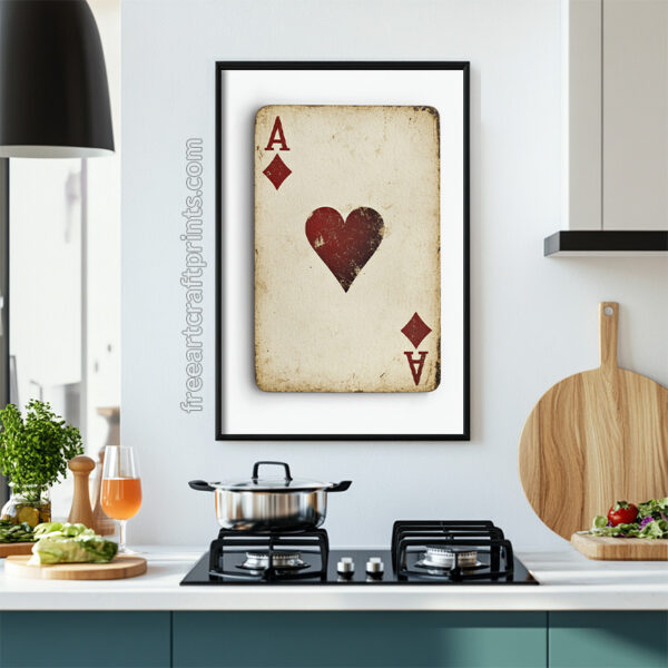 Ace Of Diamonds And Hearts: Vintage Playing Card Wall Art