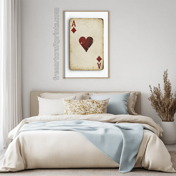 Ace Of Diamonds And Hearts: Vintage Playing Card Wall Art