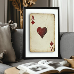 Ace Of Diamonds And Hearts: Vintage Playing Card Wall Art