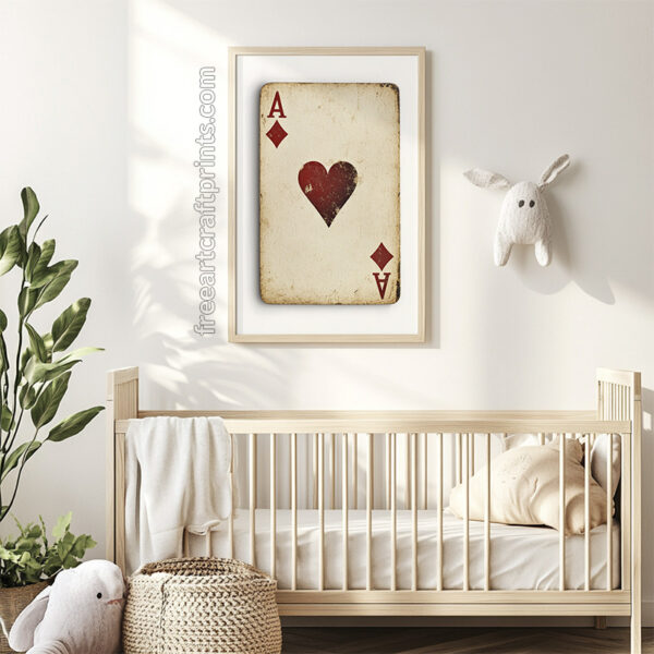 Ace Of Diamonds And Hearts: Vintage Playing Card Wall Art